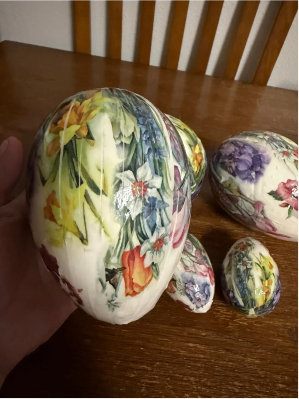 Vintage Floral Decoupage Paper Easter Eggs Lot of 8 Large & Small Spring Holiday
